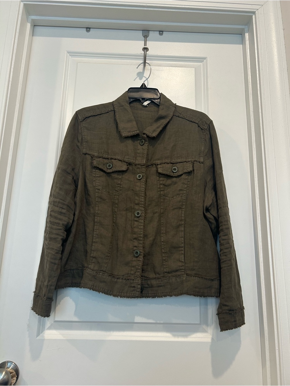 Lulu-B Olive Green Button-Front Jean Jacket